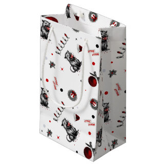 Sacola Para Presentes Pequena Lata de Natal Trashy Gambá Mastigando Enfeite de V