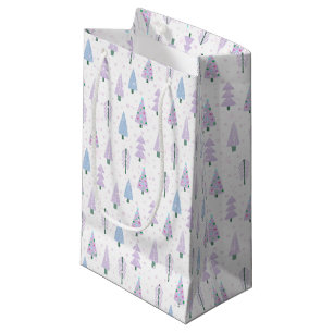 Sacola Para Presentes Pequena Lavanda Azul- das Árvores de Natal Modernas