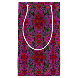 Sacola Para Presentes Pequena Legal padrão de onda vermelho e verde do trippy ma