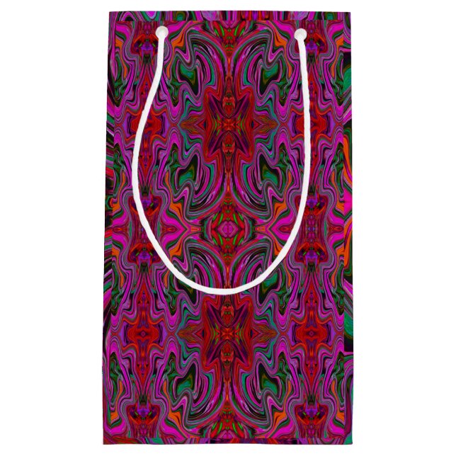 Sacola Para Presentes Pequena Legal padrão de onda vermelho e verde do trippy ma (Frente)