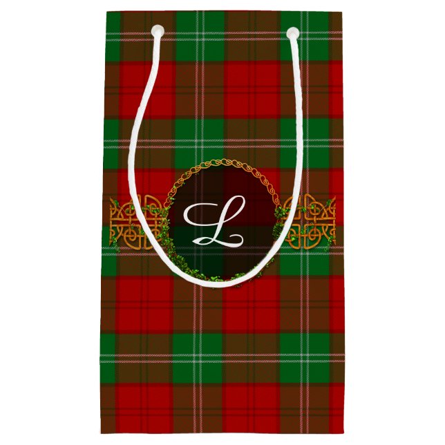 Sacola Para Presentes Pequena Lennox Tartan E Monograma (Frente)