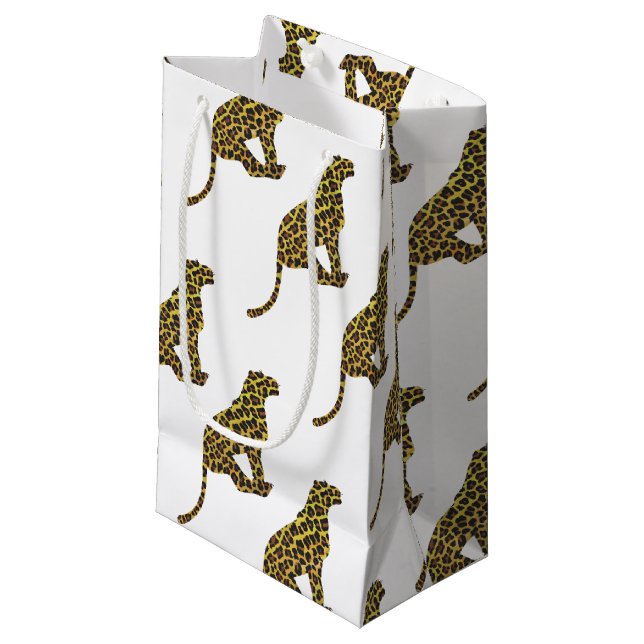 Sacola Para Presentes Pequena Leopard Brown e Yellow Siloette (Frente inclinada)