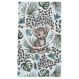 Sacola Para Presentes Pequena Leopard Safari Baby Boy Jungle Floral