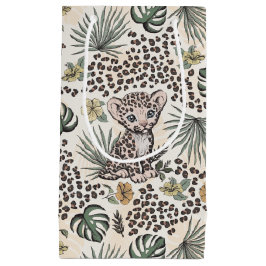Sacola Para Presentes Pequena Leopard Safari Gender Neutral Jungle Floral
