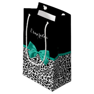 Sacola Para Presentes Pequena Leopardo Imprimir Emerald Green Ribbon Arco Chic N