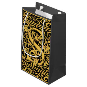 Sacola Para Presentes Pequena Letra S Monograma Medieval Art Nouveau