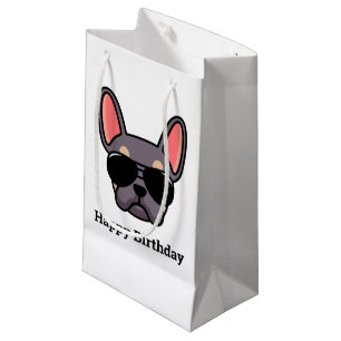 Sacola Para Presentes Pequena Lilac Cute Tan Bulldog Francês Face Pequeno Saco