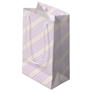 Sacola Para Presentes Pequena Lilac púrpura e bege 5 listras