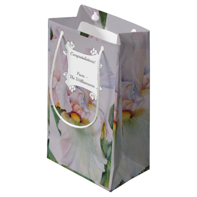 Sacola Para Presentes Pequena Linda Íris Branca (Frente inclinada)