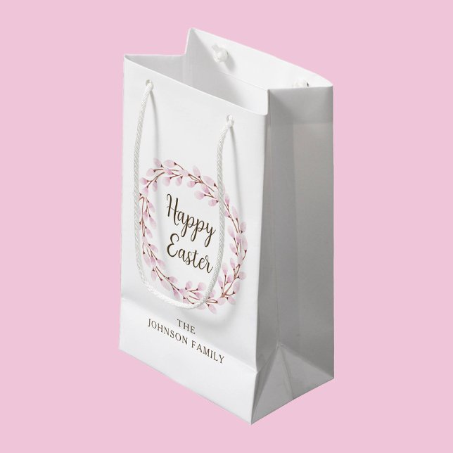 Sacola Para Presentes Pequena Linda Salgueiro Feliz Páscoa (Cute Pussy Willow Happy Easter Small Gift Bag)