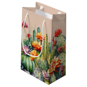 Sacola Para Presentes Pequena Lindos Cactos Flores