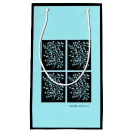 Sacola Para Presentes Pequena Linha Jardim à Meia-Noite Turquesa Névoa