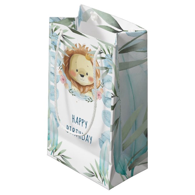 Sacola Para Presentes Pequena Lion Happy Birthday (Frente inclinada)