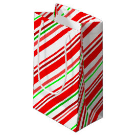 Sacola Para Presentes Pequena Listra de Bastão de Natal Festivo Vermelho Verde B