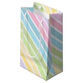 SACOLA PARA PRESENTES PEQUENA LISTRAS AZUL PASTEL VERDE AMARELO ROSA ROXO