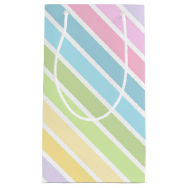 SACOLA PARA PRESENTES PEQUENA LISTRAS AZUL PASTEL VERDE AMARELO ROSA ROXO