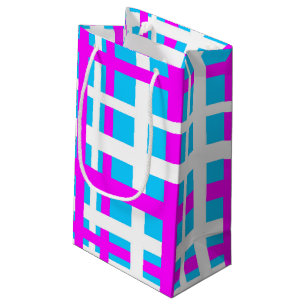 Sacola Para Presentes Pequena Listras brancas cor-de-rosa claro