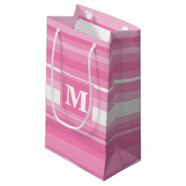 Sacola Para Presentes Pequena Listras cor-de-rosa monograma