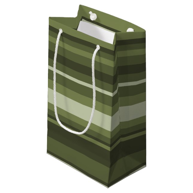 Sacola Para Presentes Pequena listras de verde-oliva (Frente inclinada)