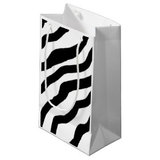 Sacola Para Presentes Pequena Listras de Zebra Pretas e Brancas