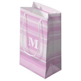 Sacola Para Presentes Pequena Listras rosa bebê monograma