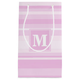 Sacola Para Presentes Pequena Listras rosa bebê monograma