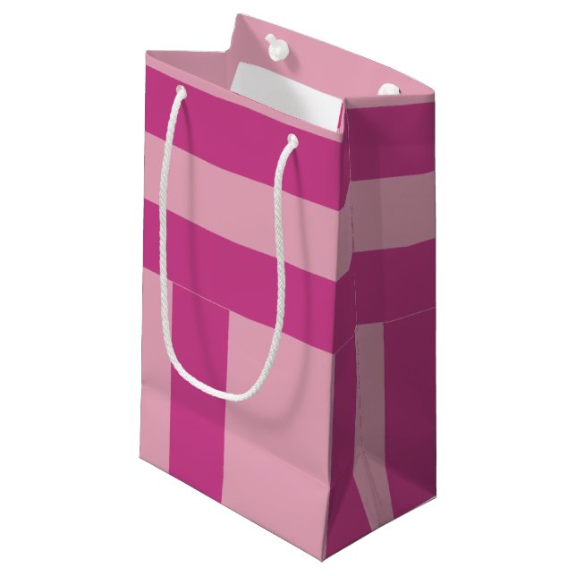 Sacola Para Presentes Pequena Listras Rosa Escuro e Claro (Frente inclinada)
