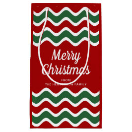 Sacola Para Presentes Pequena Listras Vermelhas E Verdes Clássicas Feliz Natal