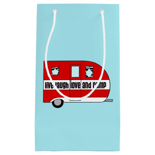 Sacola Para Presentes Pequena Live, Laugh, Love and Camp (Frente)