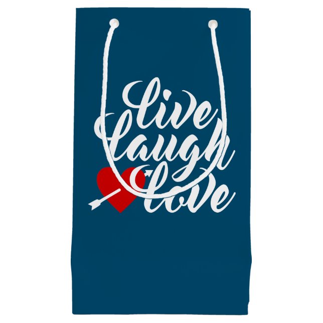 Sacola Para Presentes Pequena Live Laugh Love Namorados Calliographic | Bolsa pa (Frente)
