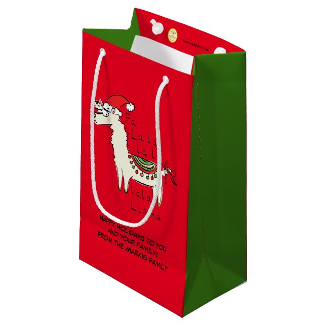 Sacola Para Presentes Pequena Llama Christmas Kids é engraçado (Frente inclinada)