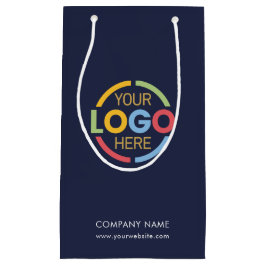 Sacola Para Presentes Pequena Logotipo comercial da empresa azul de Marinho simp