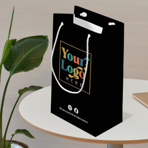 Sacola Para Presentes Pequena Logotipo comercial Papel Promocional preto