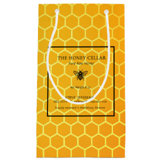 Sacola Para Presentes Pequena Logotipo de Apicultor de Mel Artesanal de Apiário