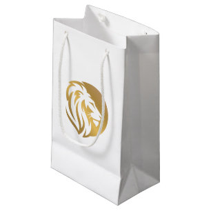 Sacola Para Presentes Pequena Logotipo Leão Leão Dourado Simples