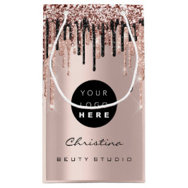 Sacola Para Presentes Pequena Logotipo Personalizado Rse Blush Glitter Drives No