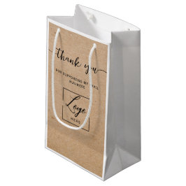 Sacola Para Presentes Pequena Logotipo rústico Kraft Feito à mão com amor obriga