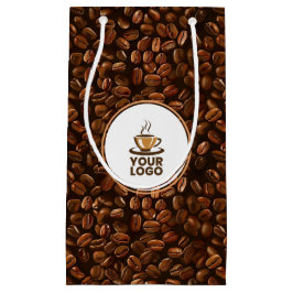 Sacola Para Presentes Pequena Loja de Marca de Padrão de Grãos de Café Logo
