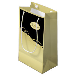 Sacola Para Presentes Pequena Luxo decorativo dourado em dourado e preto, Monogr