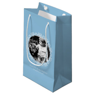 Sacola Para Presentes Pequena Luz - o rico personalizado azul roda quadro da