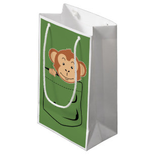 Sacola Para Presentes Pequena Macaco no bolso