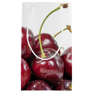 Sacola Para Presentes Pequena macro de cereja madura vermelha
