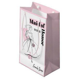 Sacola Para Presentes Pequena Madrinha de casamento rosa cor-de-rosa-moda pequen
