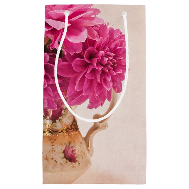 Sacola Para Presentes Pequena Magenta Dahlias (Frente)