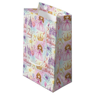 Sacola Para Presentes Pequena Magia Princesa Birthday Watercolor Design