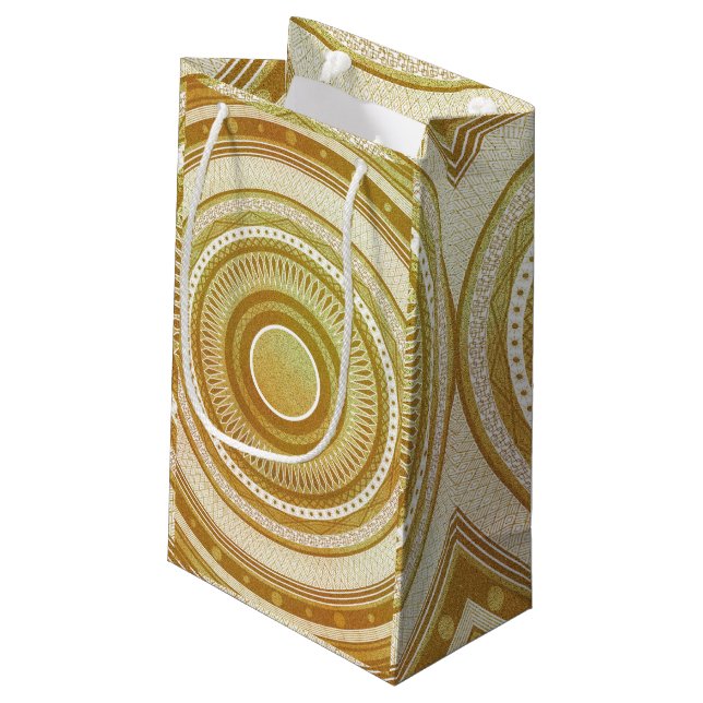 Sacola Para Presentes Pequena Mandala de Ouro e Brilho (Verso inclinado)