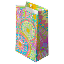 Sacola Para Presentes Pequena Mandala Sobreposto Rosa Azul Amarelo Verde-Menta R