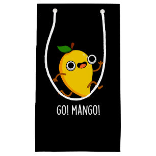 Sacola Para Presentes Pequena Mango Funny Executando Mango Pun Dark BG