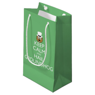 SACOLA PARA PRESENTES PEQUENA MANTENHA CALMA E CINZA DE CABELO