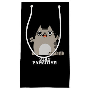 Sacola Para Presentes Pequena Mantenha-se Engraçado Engraçado Gato Pun Escuro BG